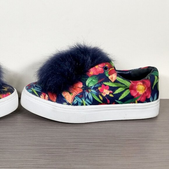 Sam Edelman Leya Pom Pom Tropical Floral Slip-on Sneakers Womens Size 5.5 / 35.5 - Picture 9 of 12